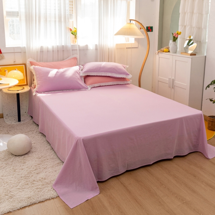 91家纺网 家纺一手货源 找家纺 怡家居 2021新款全棉水洗刺绣花边四件套 丁香紫