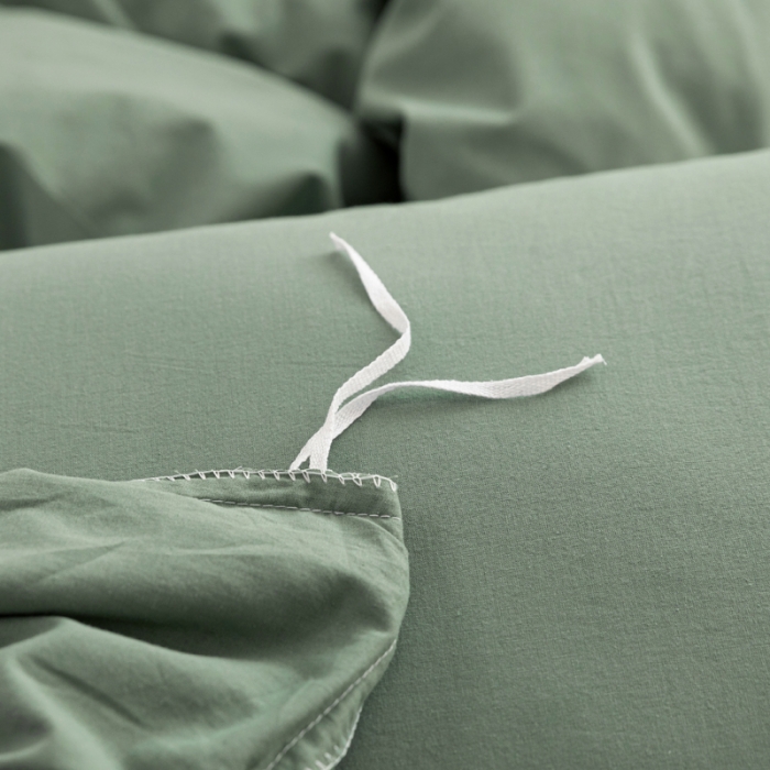 91家纺网 家纺一手货源 找家纺 怡家居 2021新款全棉水洗刺绣花边四件套 墨绿