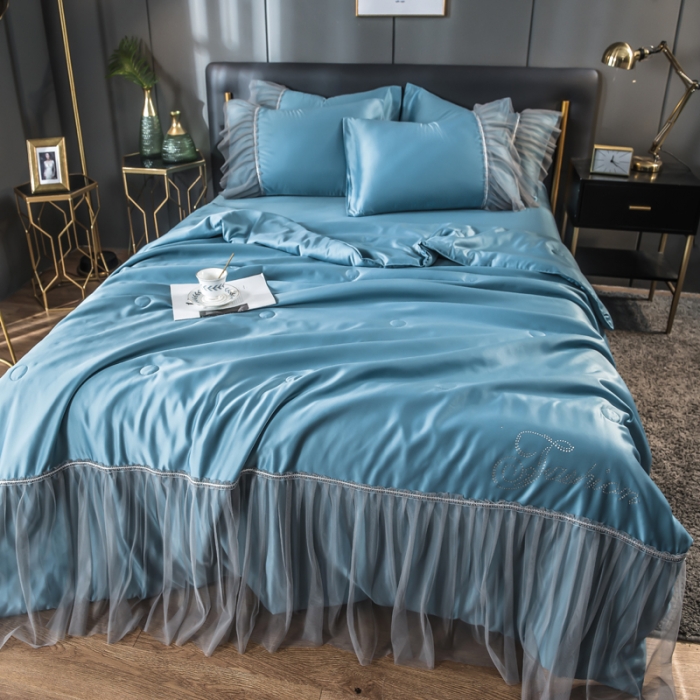 91家纺网 家纺一手货源 找家纺 （总）丽莱美家纺 2024爆款水洗真丝夏被四件套