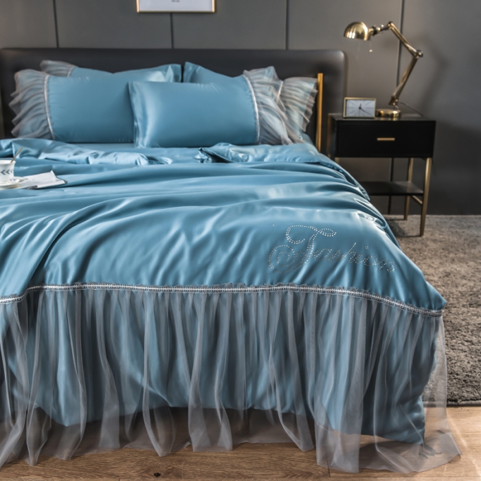 91家纺网 家纺一手货源 找家纺 （总）丽莱美家纺 2024爆款水洗真丝夏被四件套