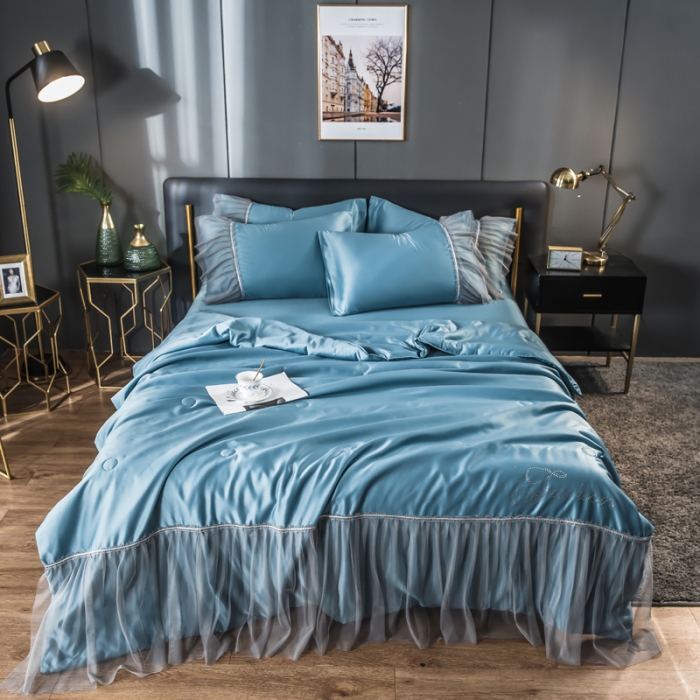 91家纺网 家纺一手货源 找家纺 （总）丽莱美家纺 2024爆款水洗真丝夏被四件套