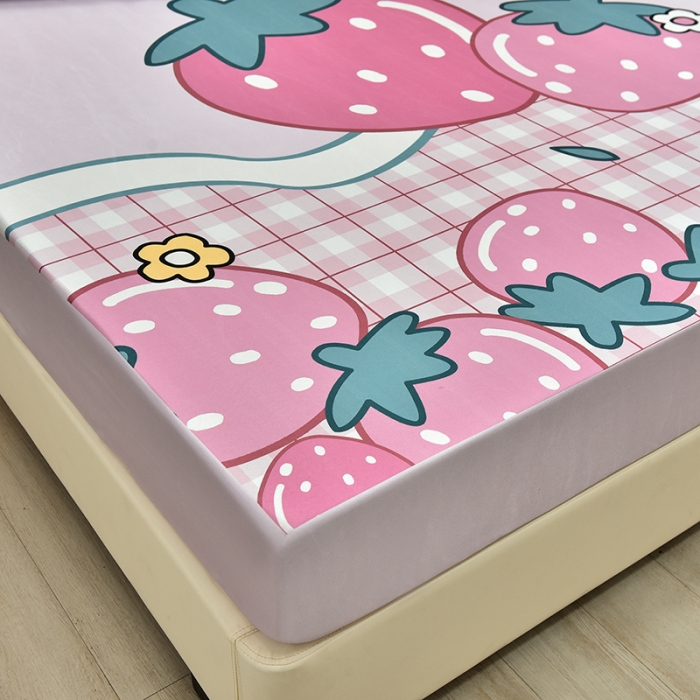 91家纺网 家纺一手货源 找家纺 同田 2023新款大版冰丝床笠凉席三件套空调软席 草莓派