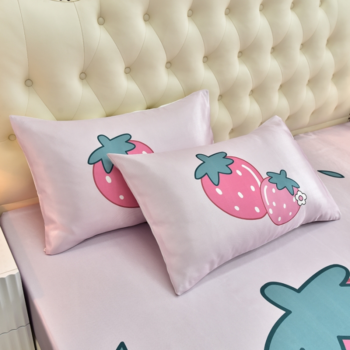 91家纺网 家纺一手货源 找家纺 同田 2023新款大版冰丝床笠凉席三件套空调软席 草莓派