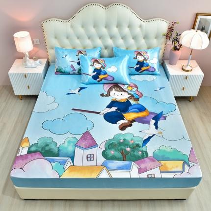 同田 2023新款大版冰丝床笠凉席三件套空调软席 飞天小魔女