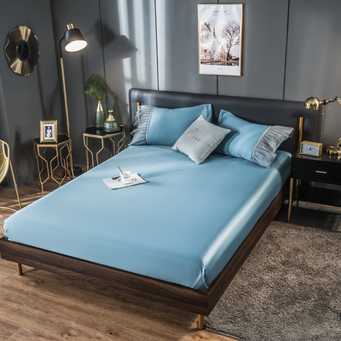 91家纺网 家纺一手货源 找家纺 丽莱美家纺 2024爆款水洗真丝夏被四件套 宾利蓝