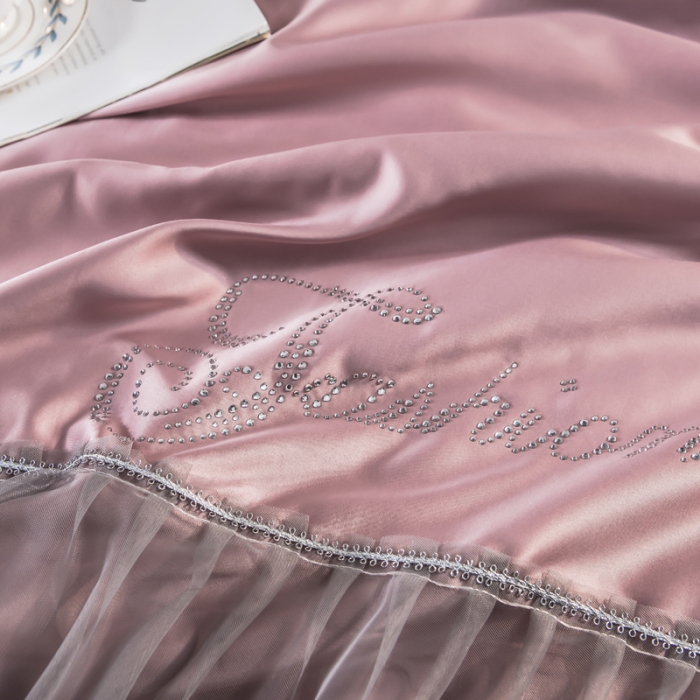 91家纺网 家纺一手货源 找家纺 丽莱美家纺 2024爆款水洗真丝夏被四件套 豆沙粉