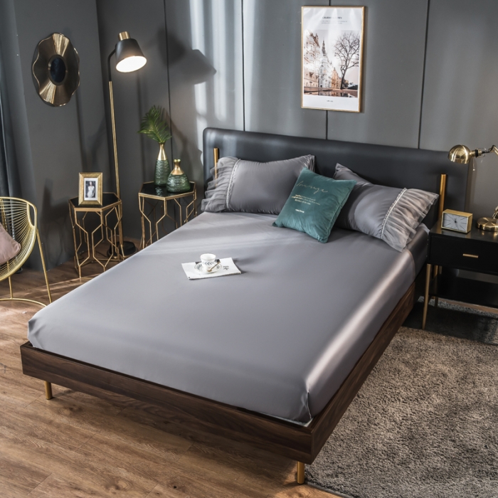 91家纺网 家纺一手货源 找家纺 丽莱美家纺 2024爆款水洗真丝夏被四件套 灰色