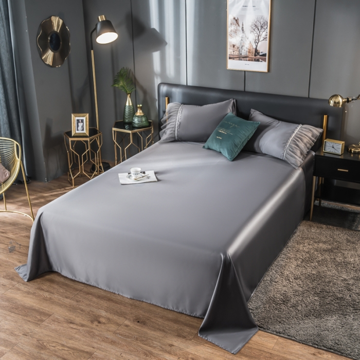 91家纺网 家纺一手货源 找家纺 丽莱美家纺 2024爆款水洗真丝夏被四件套 灰色