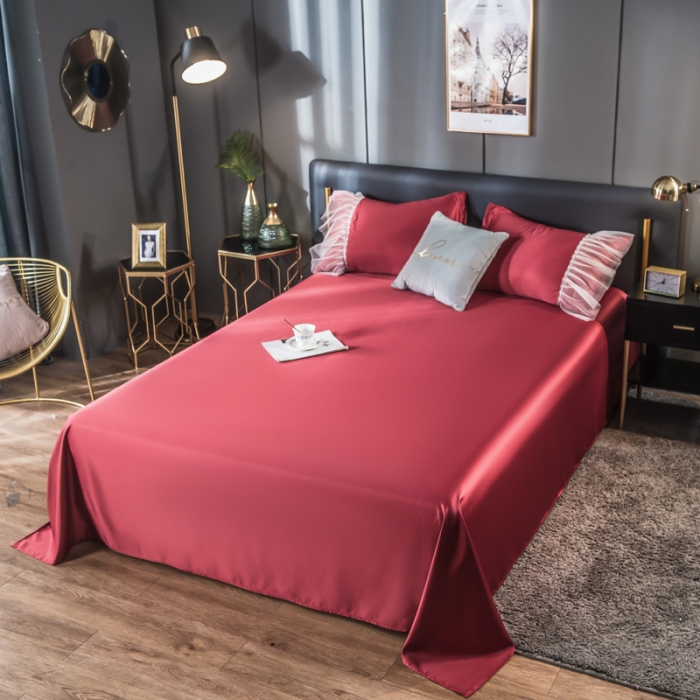 91家纺网 家纺一手货源 找家纺 丽莱美家纺 2026爆款水洗真丝夏被四件套 酒红