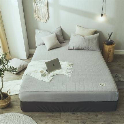 91家纺网 家纺一手货源 找家纺 菊上 2021新款日式-水洗棉床笠（全棉夹棉款） 灰尼