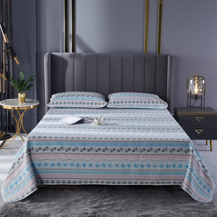 91家纺网 家纺一手货源 找家纺 朴尔 2021新款全棉六层纱布凉席床单床盖 海岸清风