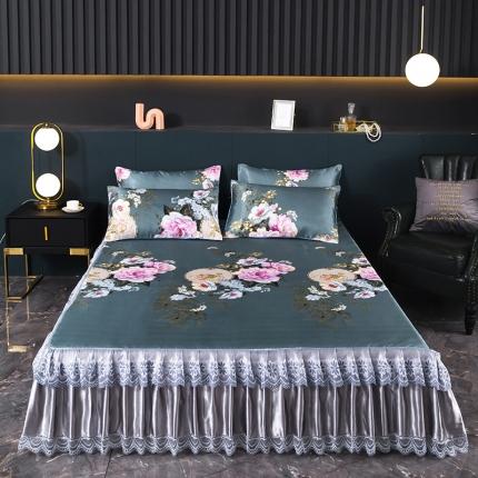 迷仙巢2021新款冰丝凉席（床裙款） 爱的花海