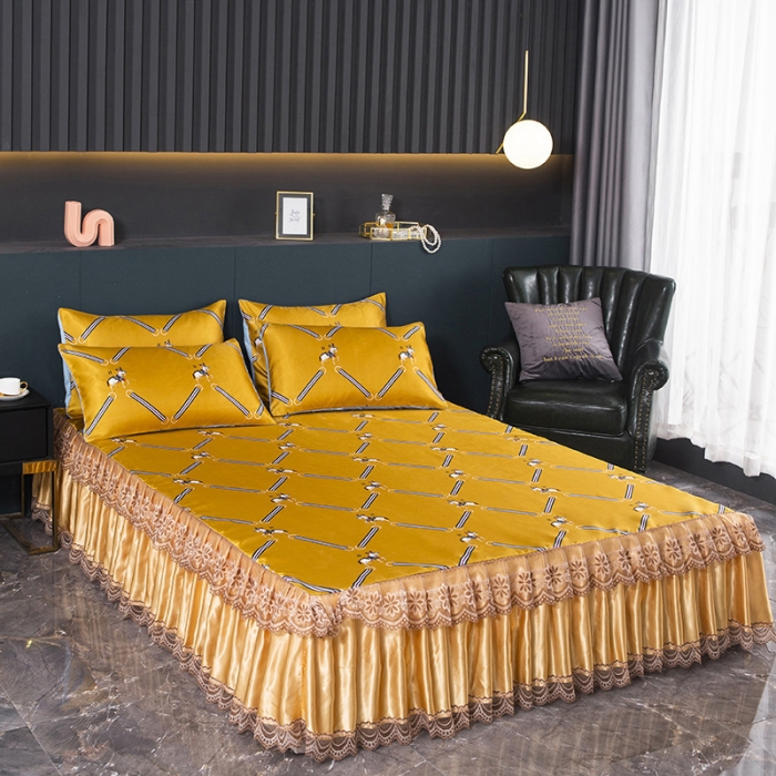 91家纺网 家纺一手货源 找家纺 迷仙巢2021新款冰丝凉席（床裙款） 策马奔腾