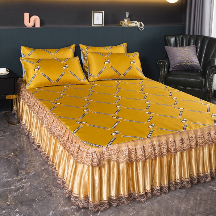 91家纺网 家纺一手货源 找家纺 迷仙巢2021新款冰丝凉席（床裙款） 策马奔腾