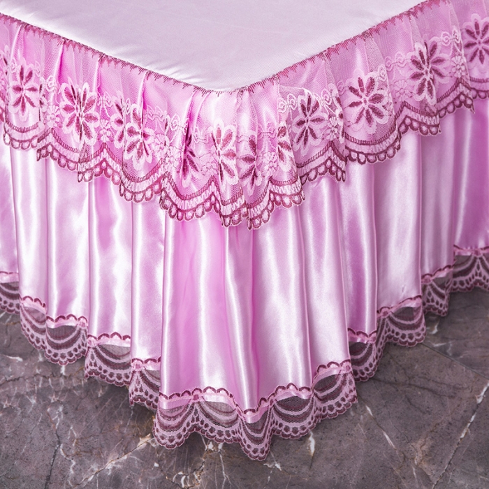 91家纺网 家纺一手货源 找家纺 迷仙巢2021新款冰丝凉席（床裙款） 春色满园粉