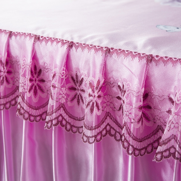 91家纺网 家纺一手货源 找家纺 迷仙巢2021新款冰丝凉席（床裙款） 春色满园粉