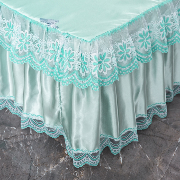 91家纺网 家纺一手货源 找家纺 迷仙巢2021新款冰丝凉席（床裙款） 春色满园绿