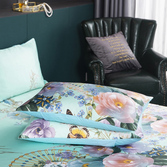 91家纺网 家纺一手货源 找家纺 迷仙巢2021新款冰丝凉席（床裙款） 春色满园绿