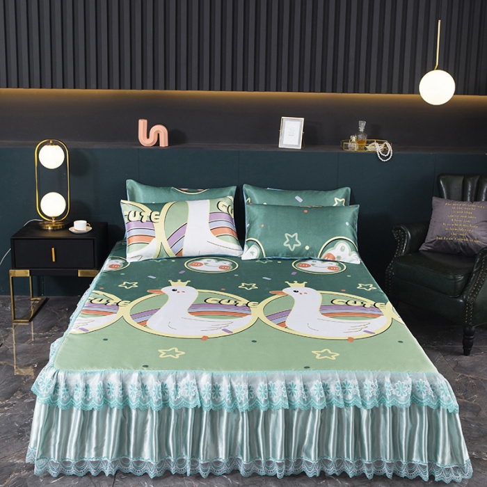 91家纺网 家纺一手货源 找家纺 迷仙巢2021新款冰丝凉席（床裙款） 动物乐园