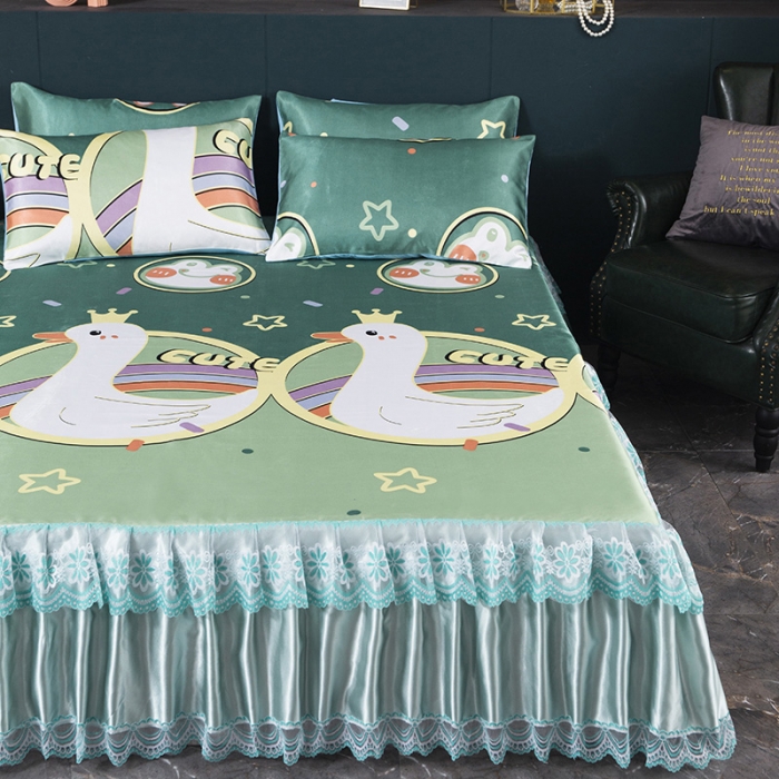 91家纺网 家纺一手货源 找家纺 迷仙巢2021新款冰丝凉席（床裙款） 动物乐园