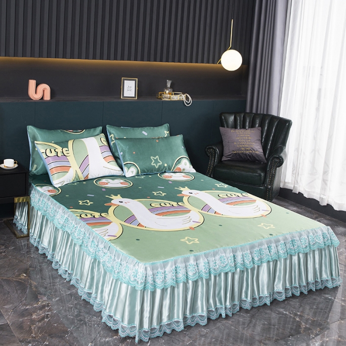 91家纺网 家纺一手货源 找家纺 迷仙巢2021新款冰丝凉席（床裙款） 动物乐园