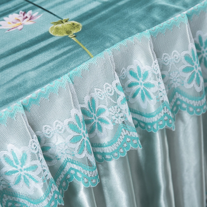 91家纺网 家纺一手货源 找家纺 迷仙巢2021新款冰丝凉席（床裙款） 荷塘月色