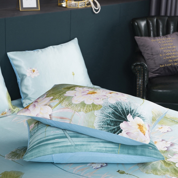 91家纺网 家纺一手货源 找家纺 迷仙巢2021新款冰丝凉席（床裙款） 荷塘月色