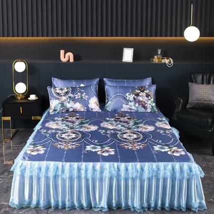 迷仙巢2021新款冰丝凉席（床裙款） 花开富贵