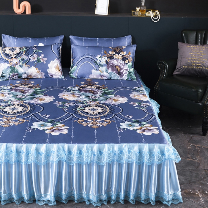 91家纺网 家纺一手货源 找家纺 迷仙巢2021新款冰丝凉席（床裙款） 花开富贵