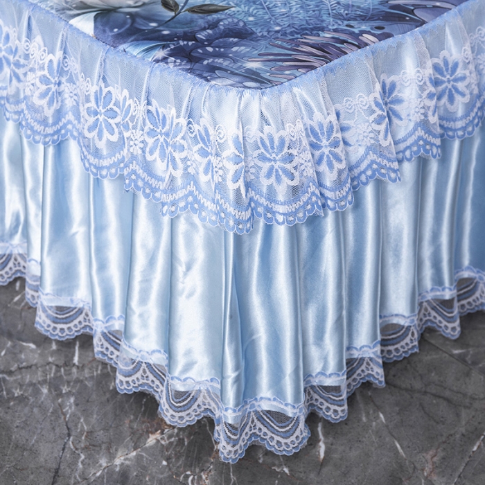 91家纺网 家纺一手货源 找家纺 迷仙巢2021新款冰丝凉席（床裙款） 清新花语