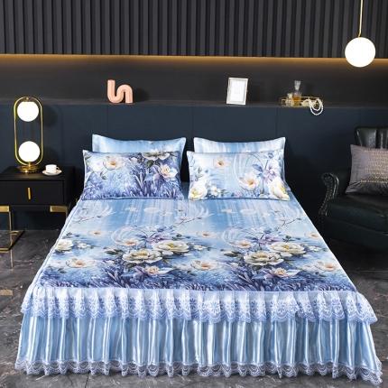 迷仙巢2021新款冰丝凉席（床裙款） 清新花语