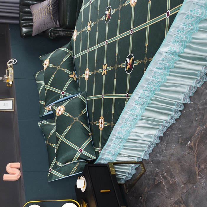 91家纺网 家纺一手货源 找家纺 迷仙巢2021新款冰丝凉席（床裙款） 英伦风范