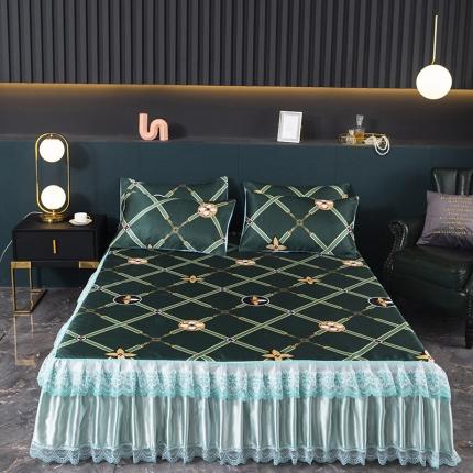 迷仙巢2021新款冰丝凉席（床裙款） 英伦风范