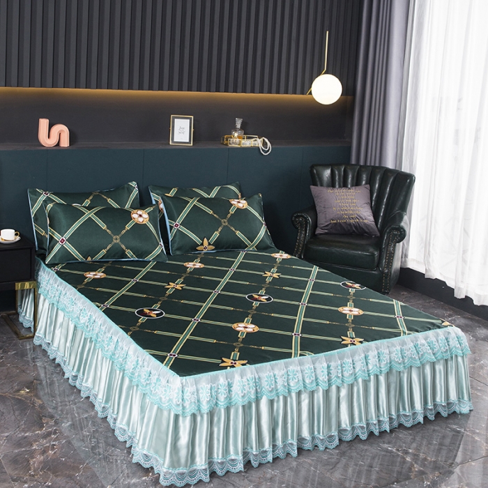 91家纺网 家纺一手货源 找家纺 迷仙巢2021新款冰丝凉席（床裙款） 英伦风范