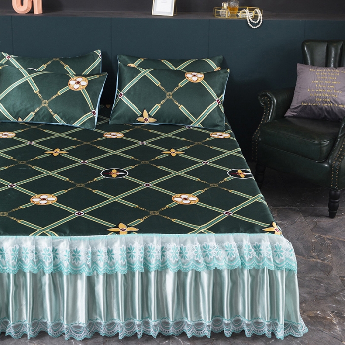 91家纺网 家纺一手货源 找家纺 迷仙巢2021新款冰丝凉席（床裙款） 英伦风范