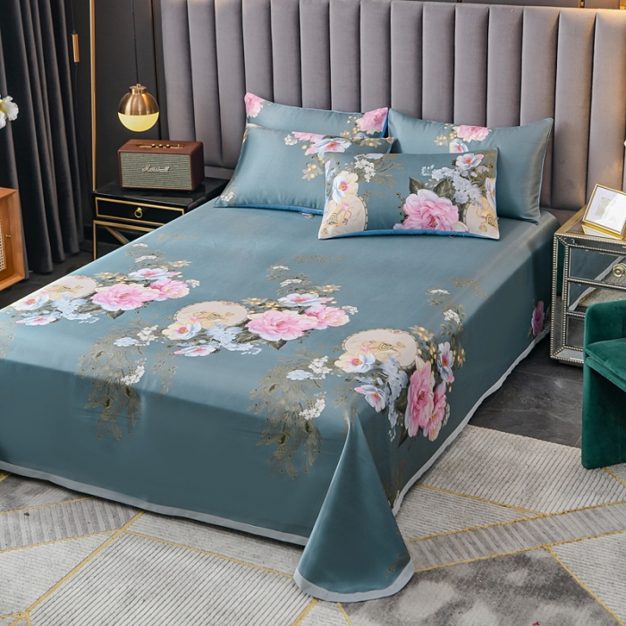 91家纺网 家纺一手货源 找家纺 迷仙巢2021新款印花冰丝凉席（床单款） 爱的花海