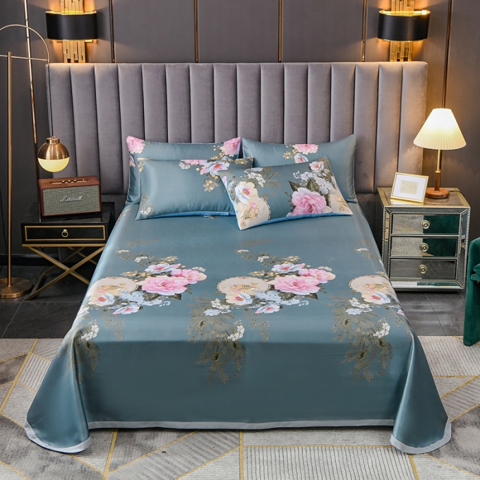 91家纺网 家纺一手货源 找家纺 迷仙巢2021新款印花冰丝凉席（床单款） 爱的花海