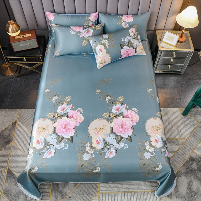 91家纺网 家纺一手货源 找家纺 迷仙巢2021新款印花冰丝凉席（床单款） 爱的花海