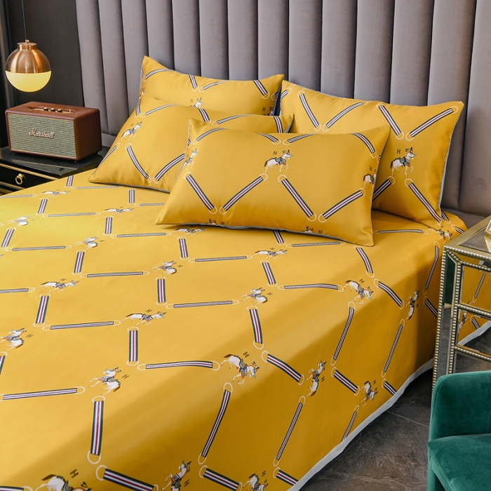 91家纺网 家纺一手货源 找家纺 迷仙巢2021新款印花冰丝凉席（床单款） 策马奔腾