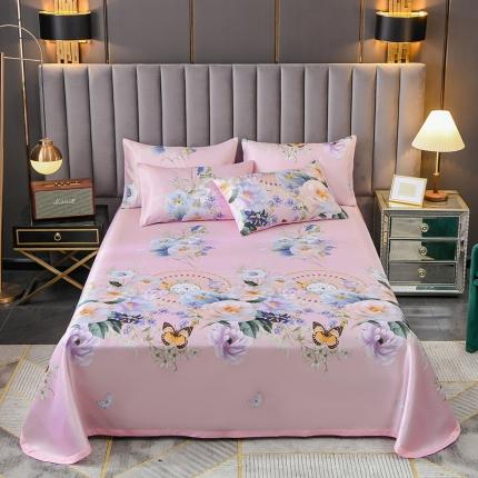 迷仙巢2021新款印花冰丝凉席（床单款） 春色满园粉