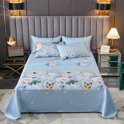 迷仙巢2021新款印花冰丝凉席（床单款） 春色满园蓝