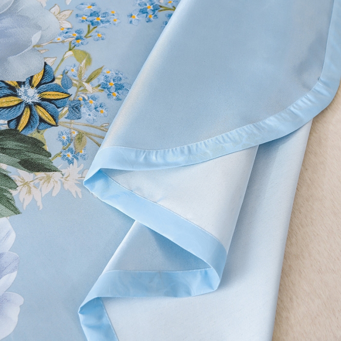 91家纺网 家纺一手货源 找家纺 迷仙巢2021新款印花冰丝凉席（床单款） 春色满园蓝