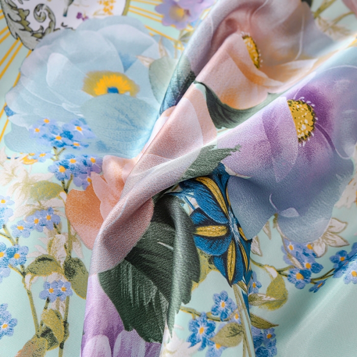 91家纺网 家纺一手货源 找家纺 迷仙巢2021新款印花冰丝凉席（床单款） 春色满园绿