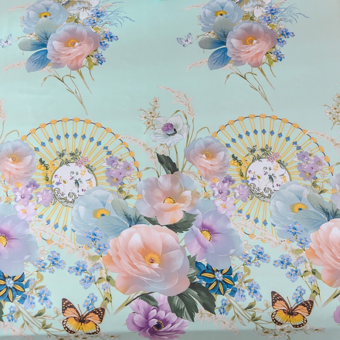 91家纺网 家纺一手货源 找家纺 迷仙巢2021新款印花冰丝凉席（床单款） 春色满园绿