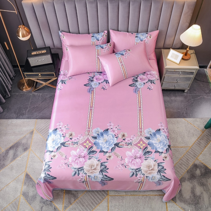 91家纺网 家纺一手货源 找家纺 迷仙巢2021新款印花冰丝凉席（床单款） 繁花似锦