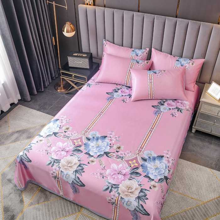 91家纺网 家纺一手货源 找家纺 迷仙巢2021新款印花冰丝凉席（床单款） 繁花似锦