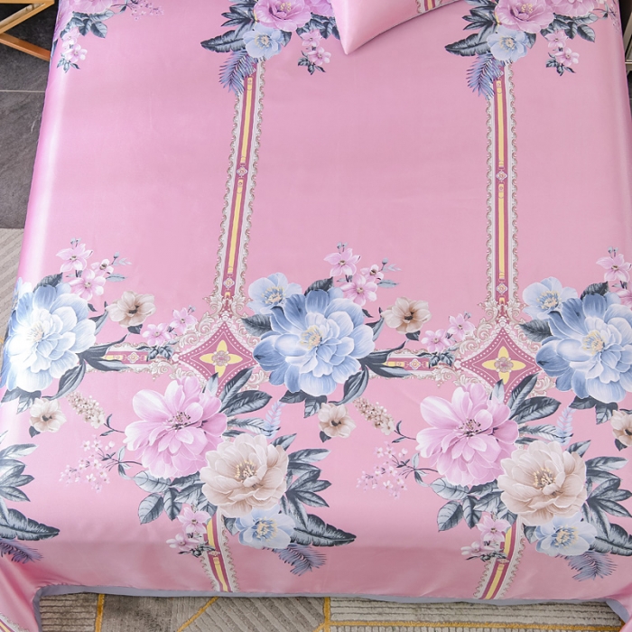 91家纺网 家纺一手货源 找家纺 迷仙巢2021新款印花冰丝凉席（床单款） 繁花似锦