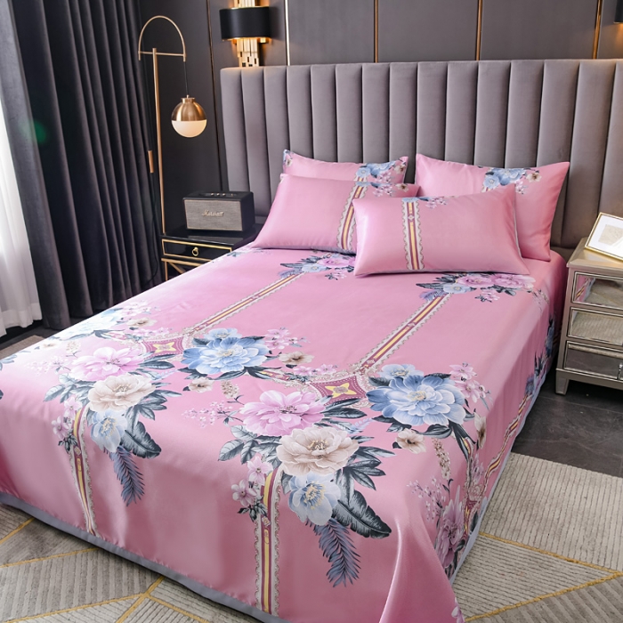 91家纺网 家纺一手货源 找家纺 迷仙巢2021新款印花冰丝凉席（床单款） 繁花似锦