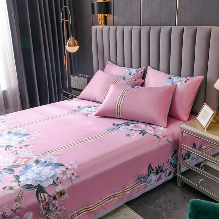 91家纺网 家纺一手货源 找家纺 迷仙巢2021新款印花冰丝凉席（床单款） 繁花似锦