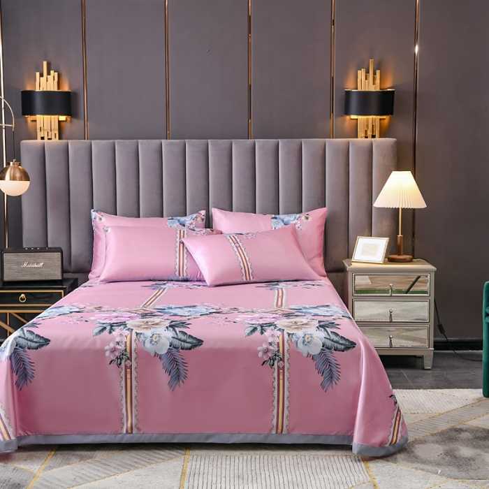 91家纺网 家纺一手货源 找家纺 迷仙巢2021新款印花冰丝凉席（床单款） 繁花似锦